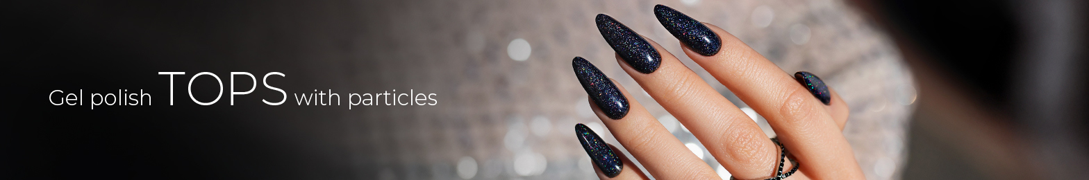 Gel polish tops with particles