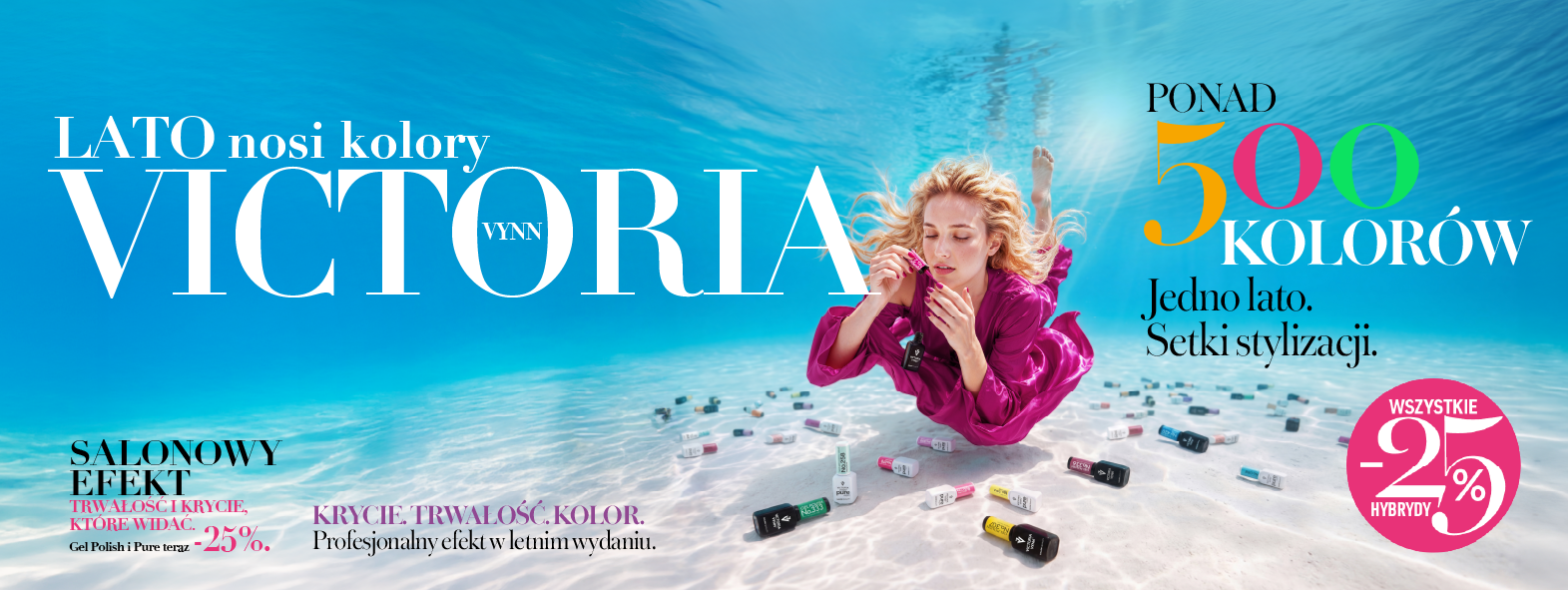 Baner promujący letnią ofertę Victoria Vynn: -25% na lakiery hybrydowe