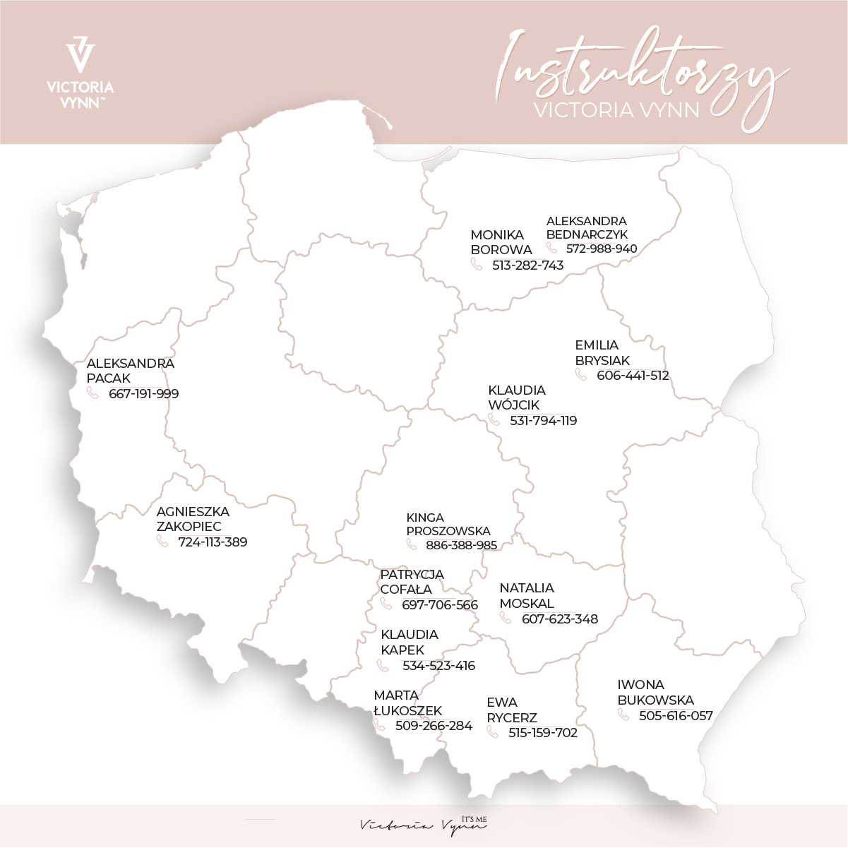 Mapa instruktorek Victoria Vynn